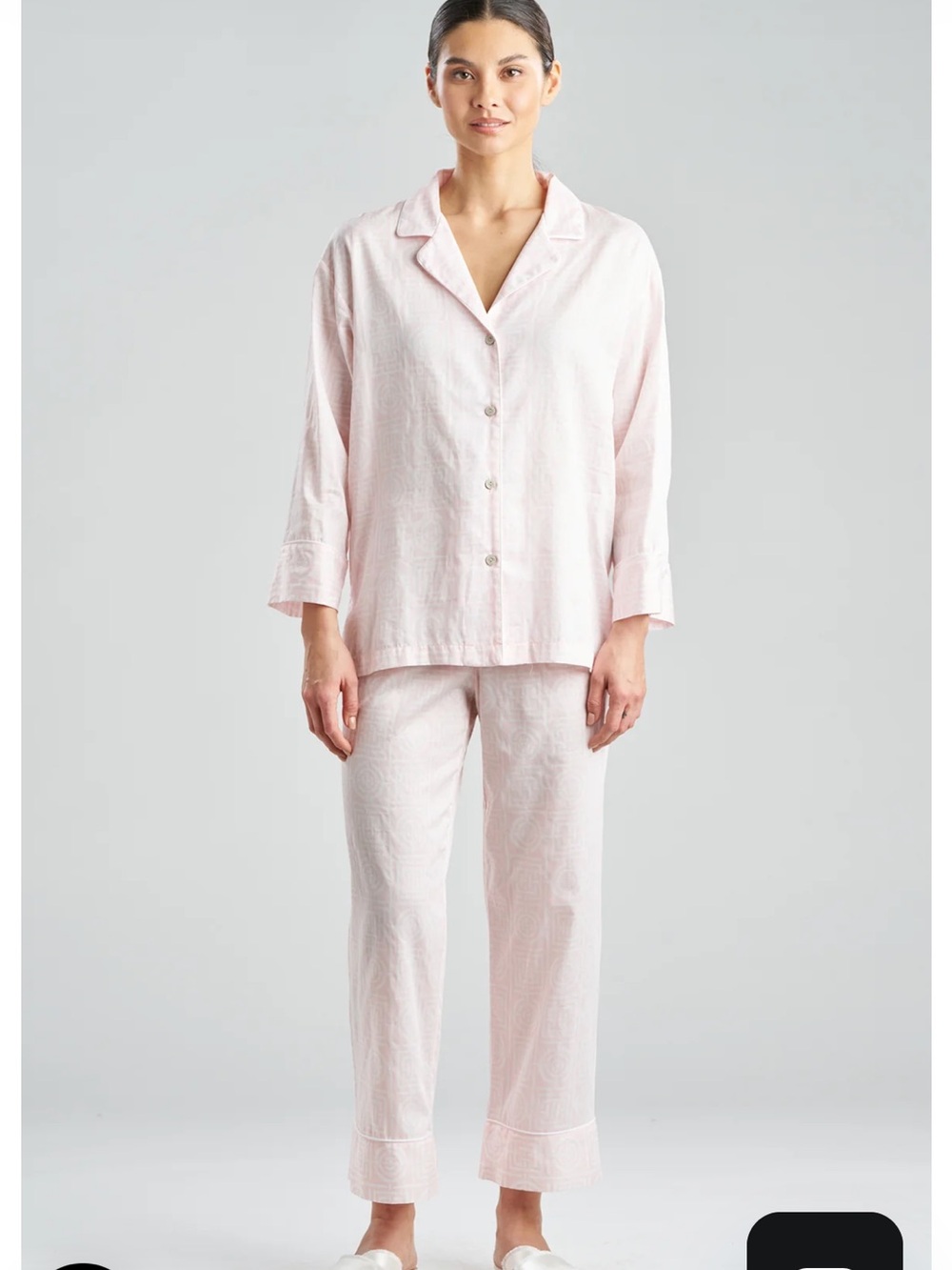 Natori Cotton Essential Notch Pajama Set Pink Size Medium